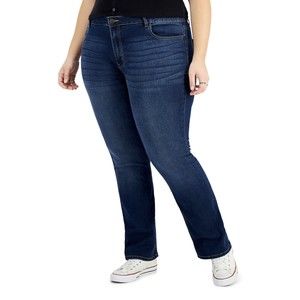 Tinseltown Women's Trendy Plus Size Slim Bootcut Jeans Dark Wash Size 18W